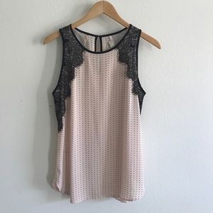 Loft size small poly chiffon and lace top